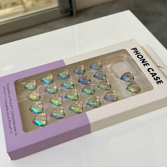 Compatible w/ iPhone 11 SHINY CLEAR / RAINBOW HEART METALLIC PHONE CASE! π€ π€ - Picture 15 of 15